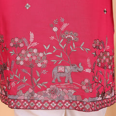 Men’s Heavy Linen Cotton Sequence Embroidered Kurta with Semi Cotton Chudidar