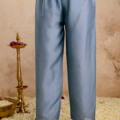 Women's Vichitra Silk Embroidered Kurta Pant Dupatta Set