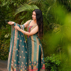 Women's Zarna Silk Printed Kurta Pant & Dupatta Set
