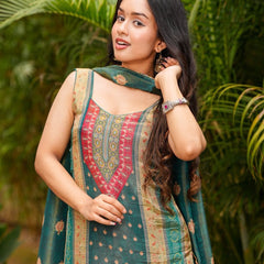Women's Zarna Silk Printed Kurta Pant & Dupatta Set