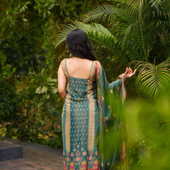 Women's Zarna Silk Printed Kurta Pant & Dupatta Set