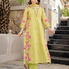 Women's Printed Chanderi Kurti Set with Printed Dupatta