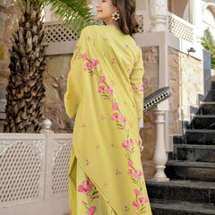 Women's Printed Chanderi Kurti Set with Printed Dupatta