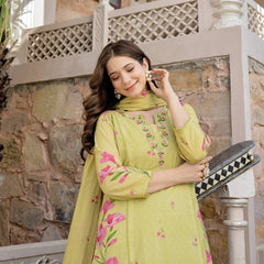 Women's Printed Chanderi Kurti Set with Printed Dupatta