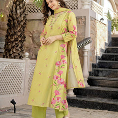 Women's Printed Chanderi Kurti Set with Printed Dupatta