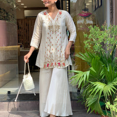 Silk Kurta Set With Silk Plazzo & Inner