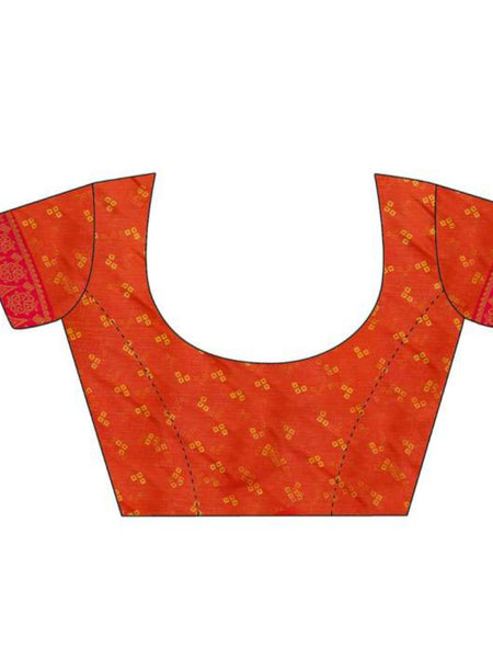 Women's Bandhani Silk Georgette Saree with Matching Blouse Piece