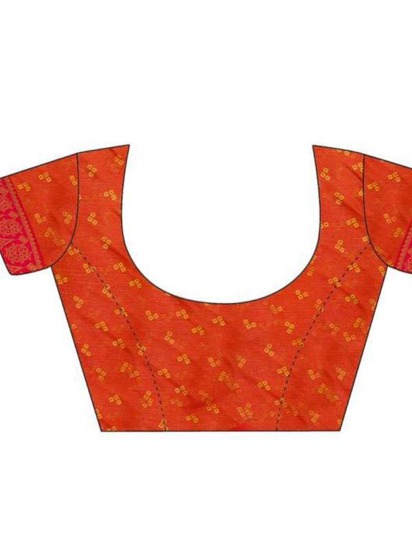 Women's Bandhani Silk Georgette Saree with Matching Blouse Piece