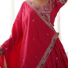 Women's Chinon Embroidered Sequin Lehenga Choli with Dupatta