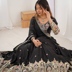 Women's Chinon Embroidered Sequin Lehenga Choli with Dupatta