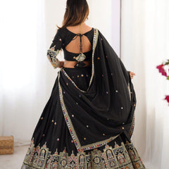 Women's Chinon Embroidered Sequin Lehenga Choli with Dupatta