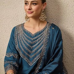 Women's Chinon Suit With Dupatta Set