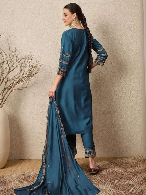 Women's Chinon Suit With Dupatta Set