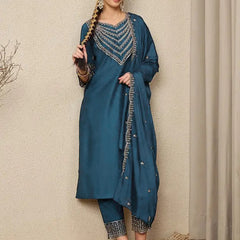 Women's Chinon Suit With Dupatta Set