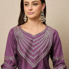 Women's Chinon Suit With Dupatta Set