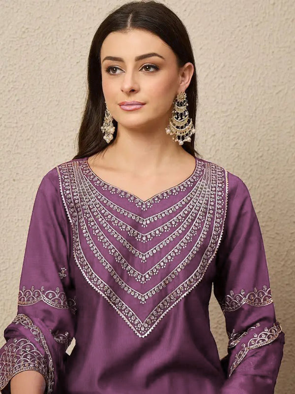Women's Chinon Suit With Dupatta Set