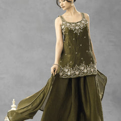 Women's Embroidered Satin Kurta With Embroidered Pant & Dupatta Set