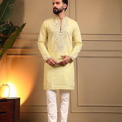 Men’s Star Silk Embroidered Sequence Kurta with Pyjama