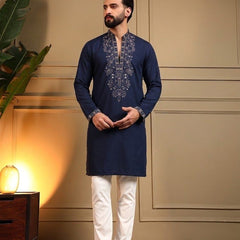 Men’s Star Silk Embroidered Sequence Kurta with Pyjama