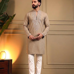 Men’s Star Silk Embroidered Sequence Kurta with Pyjama