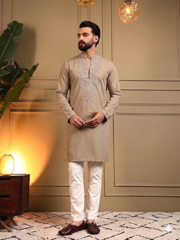 Men’s Star Silk Embroidered Sequence Kurta with Pyjama