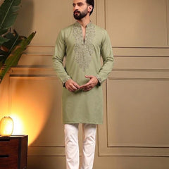 Men’s Star Silk Embroidered Sequence Kurta with Pyjama
