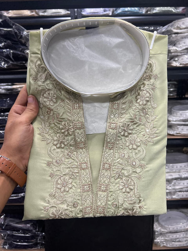 Men’s Star Silk Embroidered Sequence Kurta with Pyjama