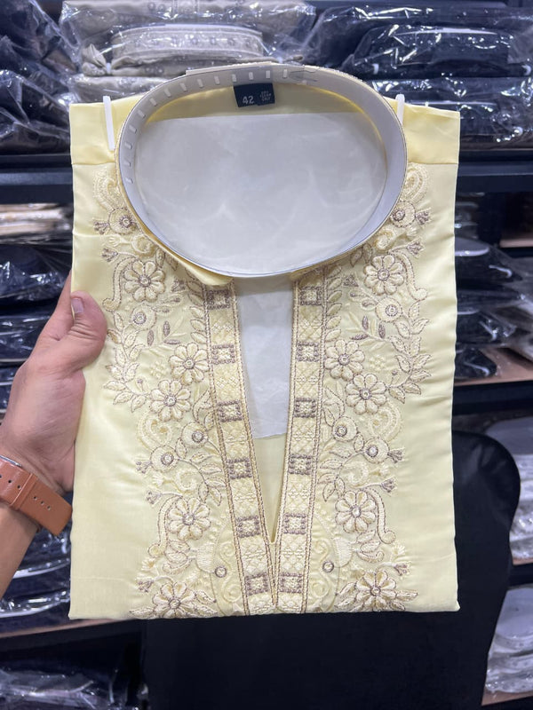 Men’s Star Silk Embroidered Sequence Kurta with Pyjama
