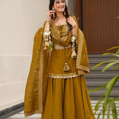 Beautiful Embroidery Premium Chinon Plazzo Set