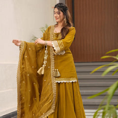 Beautiful Embroidery Premium Chinon Plazzo Set