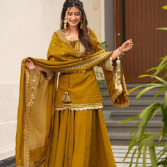 Beautiful Embroidery Premium Chinon Plazzo Set