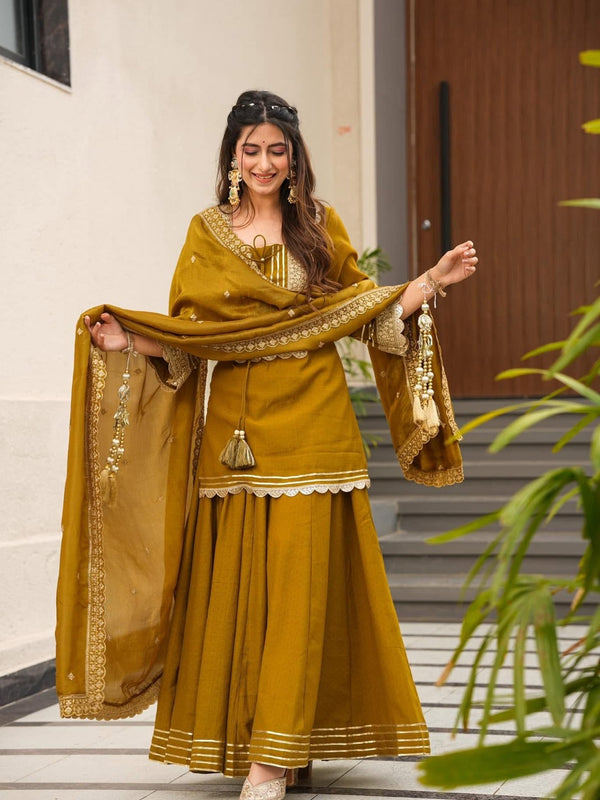 Beautiful Embroidery Premium Chinon Plazzo Set