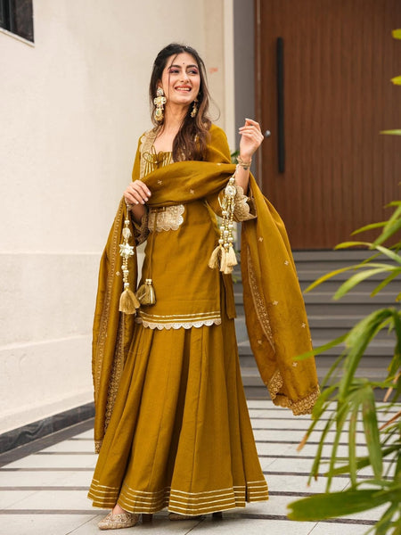 Beautiful Embroidery Premium Chinon Plazzo Set