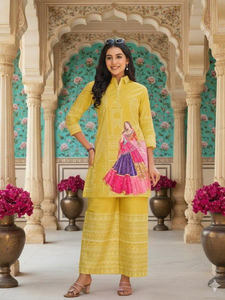 Women A-Line Rayon Co-ord Set With Digital Print