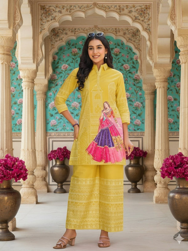 Women A-Line Rayon Co-ord Set With Digital Print