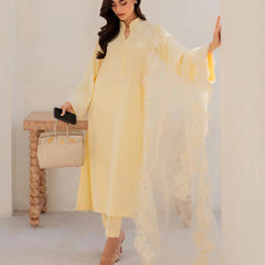 Chanderi Silk Kurta Set With Embroidered Organza Dupatta