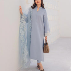 Chanderi Silk Kurta Set With Embroidered Organza Dupatta