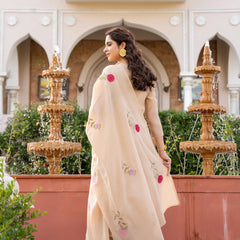 Women’s Chanderi Embroidered Kurta Set With Matching Dupatta
