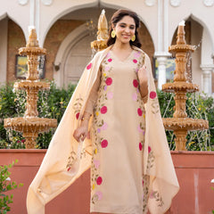 Women’s Chanderi Embroidered Kurta Set With Matching Dupatta