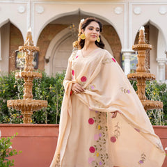 Women’s Chanderi Embroidered Kurta Set With Matching Dupatta