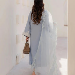 Chanderi Silk Kurta Set With Embroidered Organza Dupatta