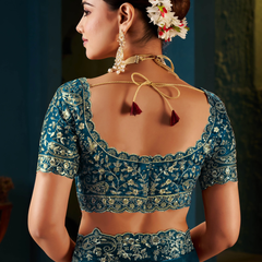 Women's Traditional Party Wear Silk Saree with Embroidered Blouse & Hand Work Lace Border