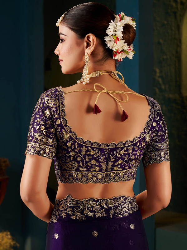 Women's Traditional Party Wear Silk Saree with Embroidered Blouse & Hand Work Lace Border