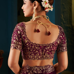 Women's Traditional Party Wear Silk Saree with Embroidered Blouse & Hand Work Lace Border
