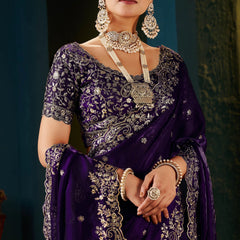 Women's Traditional Party Wear Silk Saree with Embroidered Blouse & Hand Work Lace Border