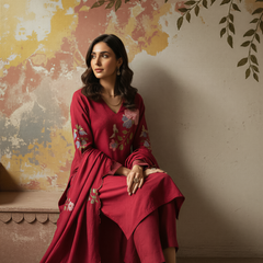 Women's Chanderi Silk Embroidered Kurta Pant & Dupatta Set