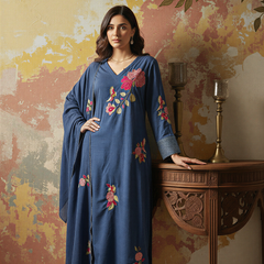 Women's Chanderi Silk Embroidered Kurta Pant & Dupatta Set