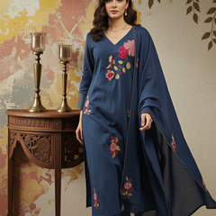 Women's Chanderi Silk Embroidered Kurta Pant & Dupatta Set