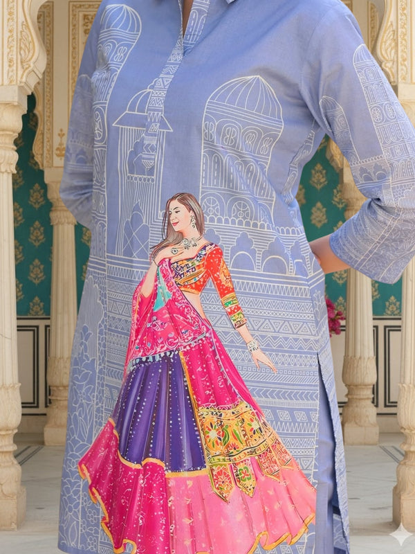 Women A-Line Rayon Co-ord Set With Digital Print