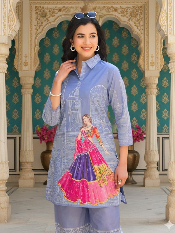 Women A-Line Rayon Co-ord Set With Digital Print